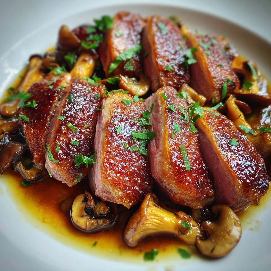 Rôti de magret de canard aux cèpes