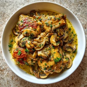 poulet à la moutarde et aux champignons