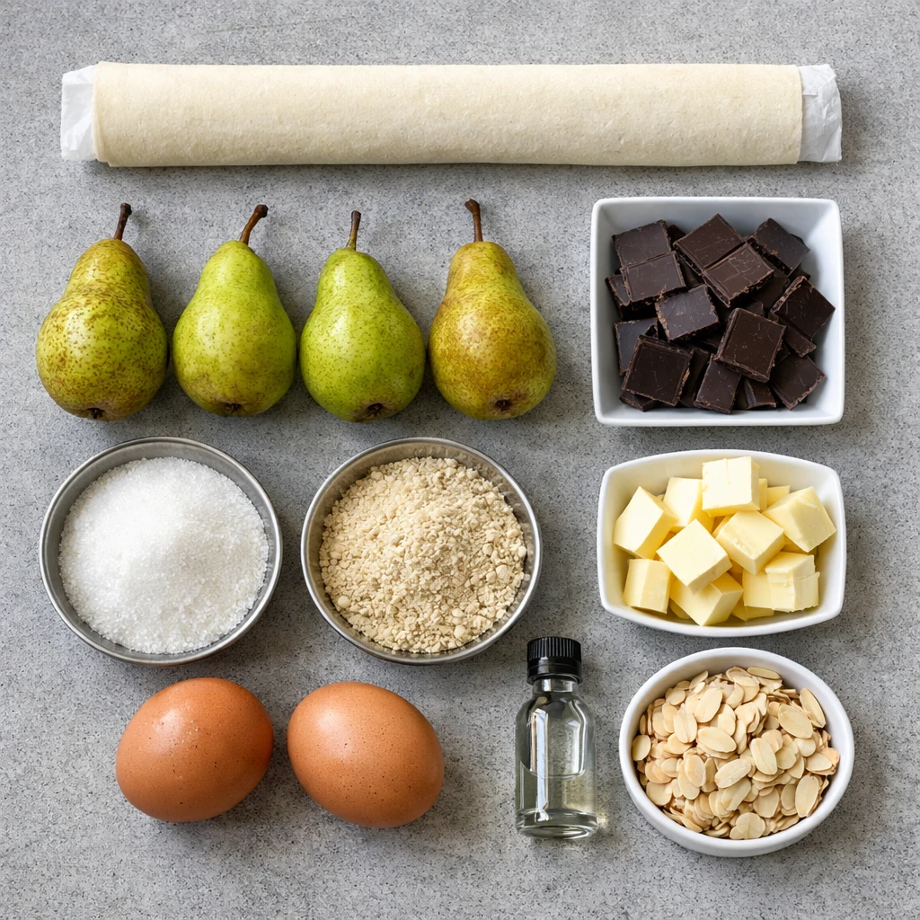 tarte aux poires amandes et chocolat
