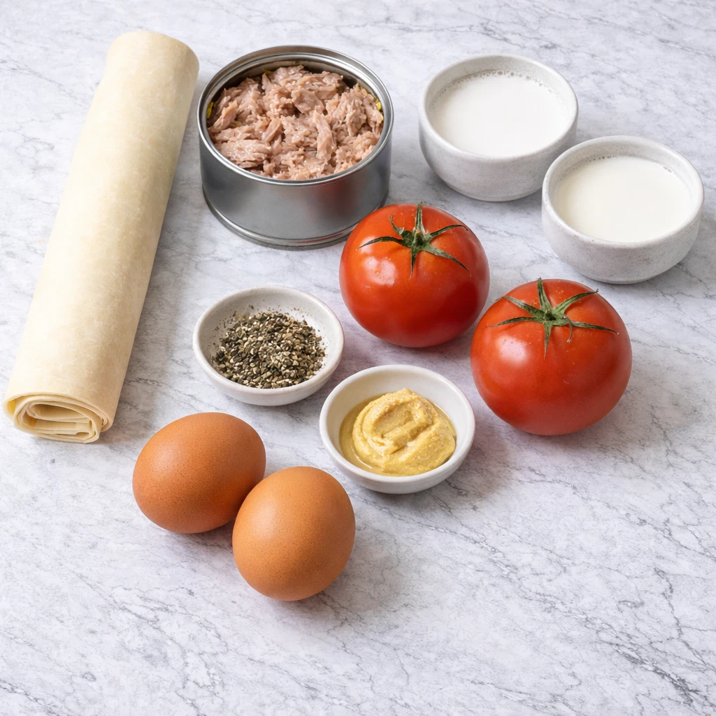 tarte au thon tomate moutarde​