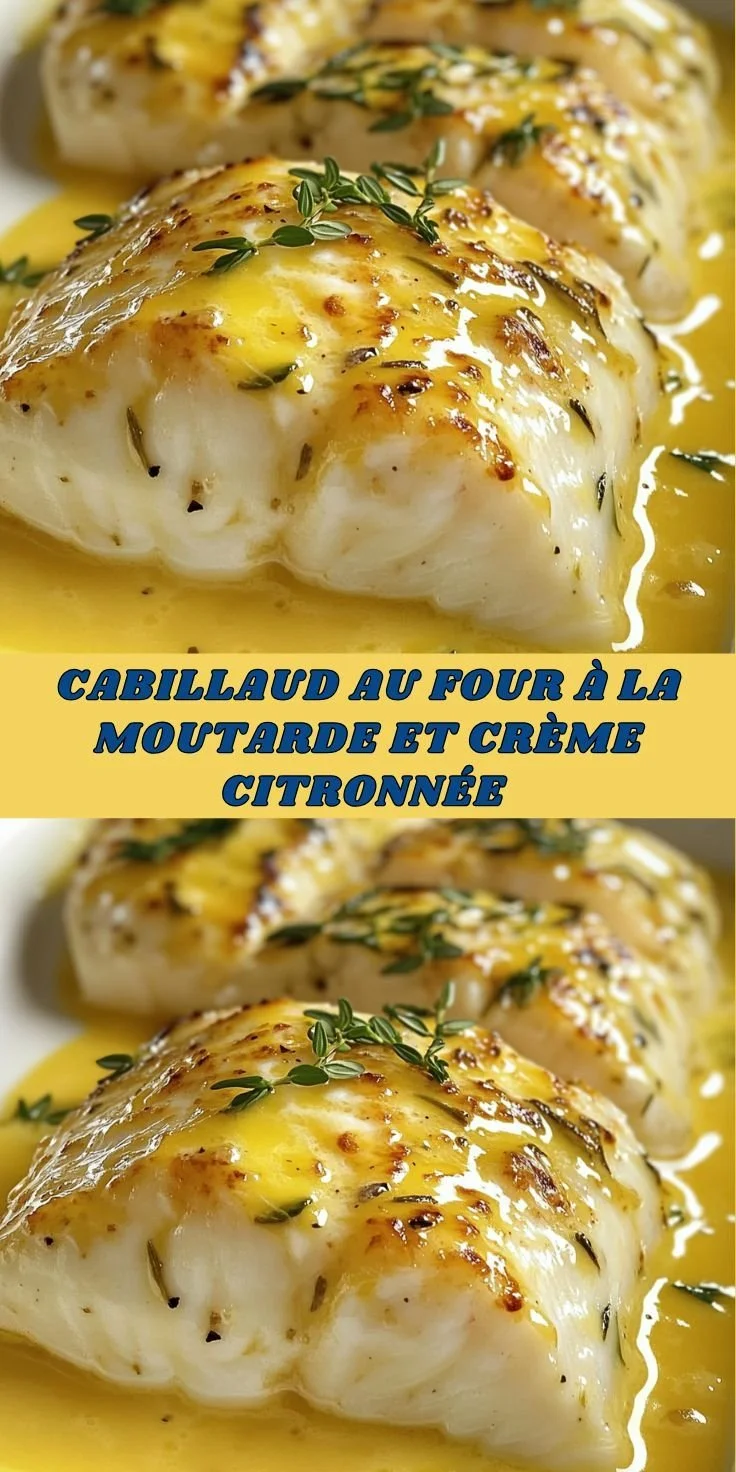 Cabillaud au four à la moutarde et crème citronnée