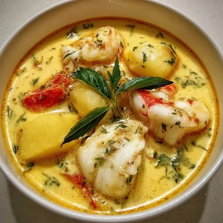 Blanquette de poissons au lait de coco servie avec des légumes frais.