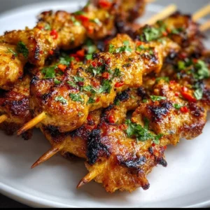 Brochettes de Poulet Thaï Coco grillées et savoureuses avec sauce noix de coco