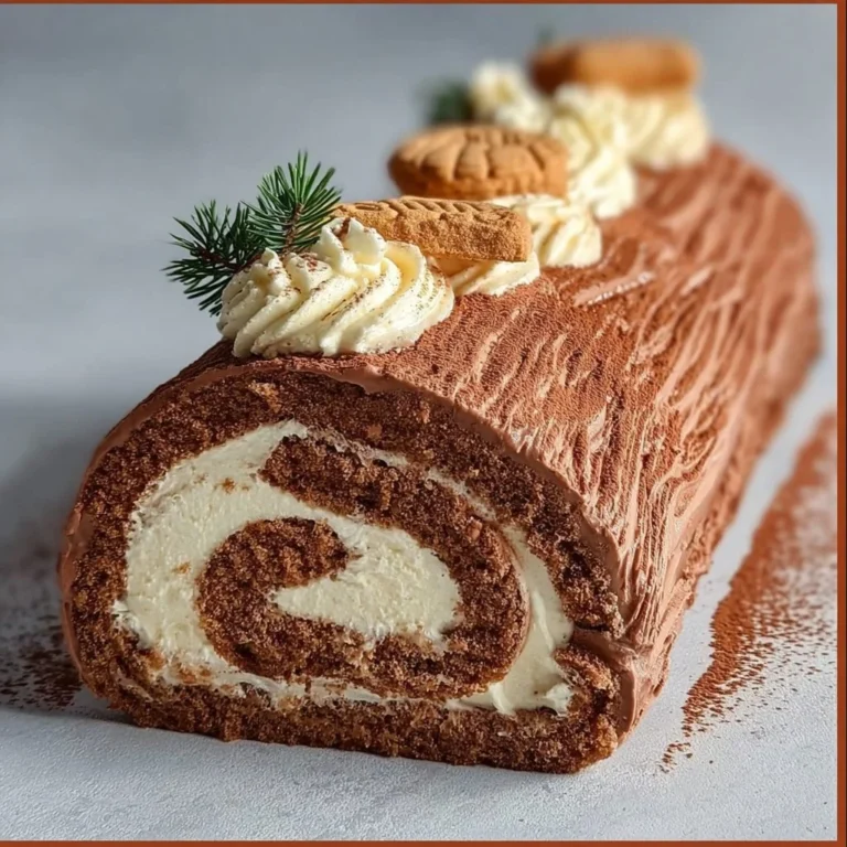 Bûche de Noël décorée avec crème et fruits pour un dessert festif.
