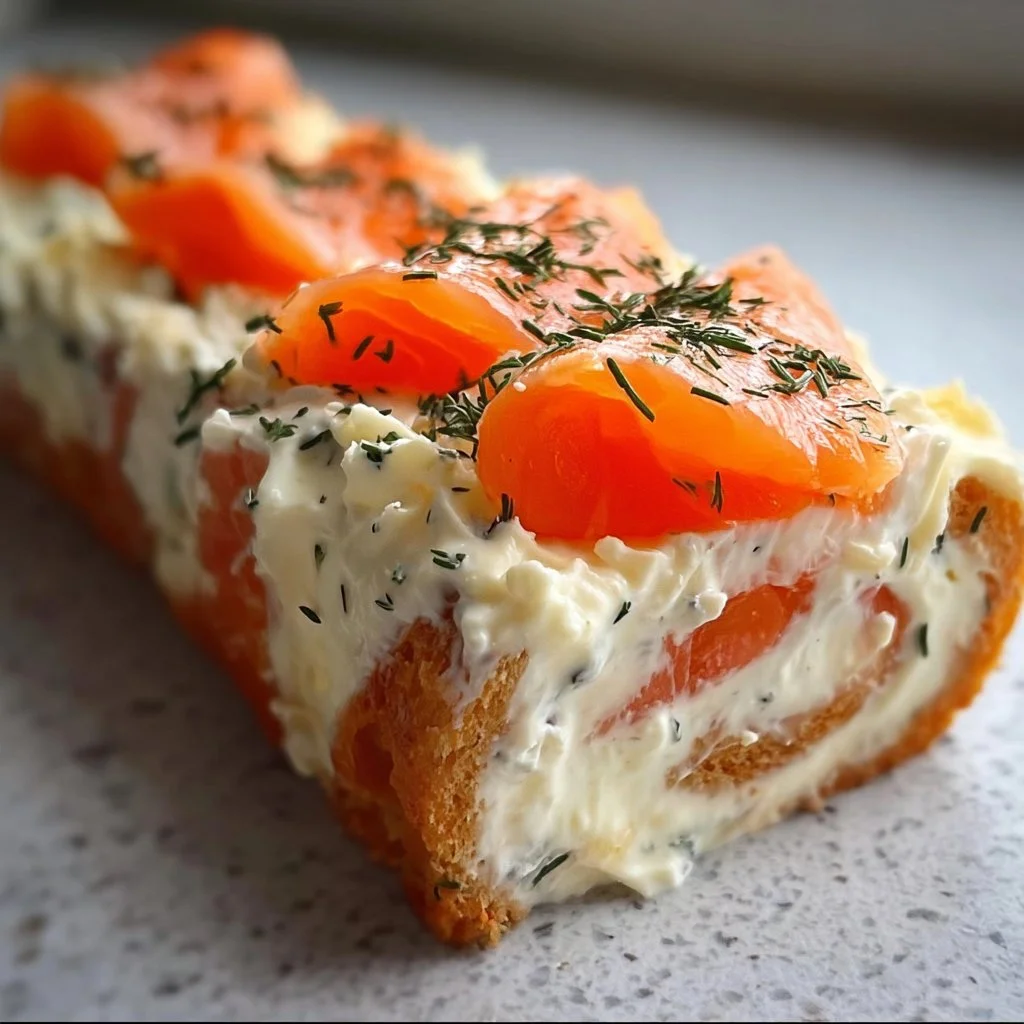 Bûche salée au saumon et fromage frais, une recette festive et savoureuse.