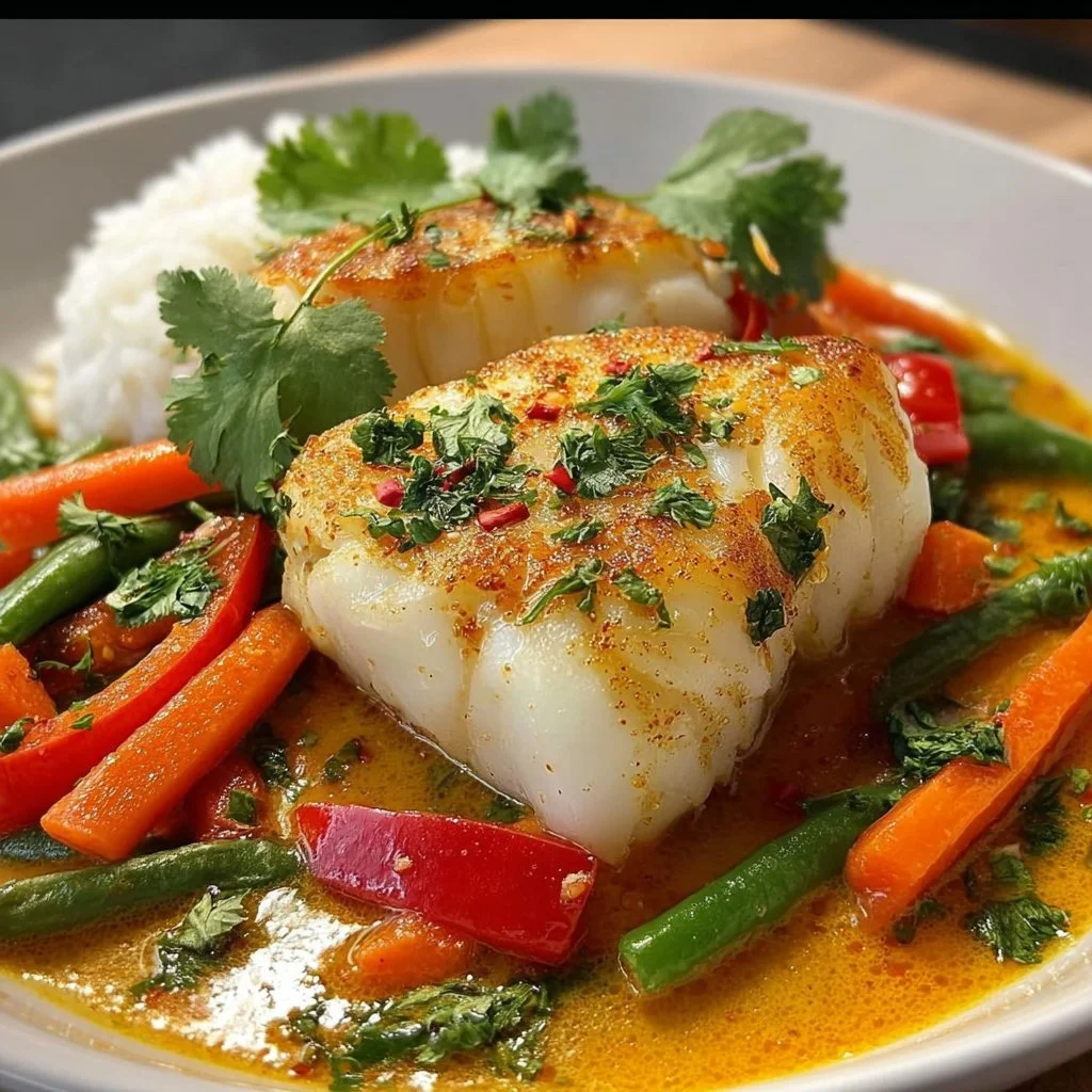 Cabillaud épicé aux légumes frais