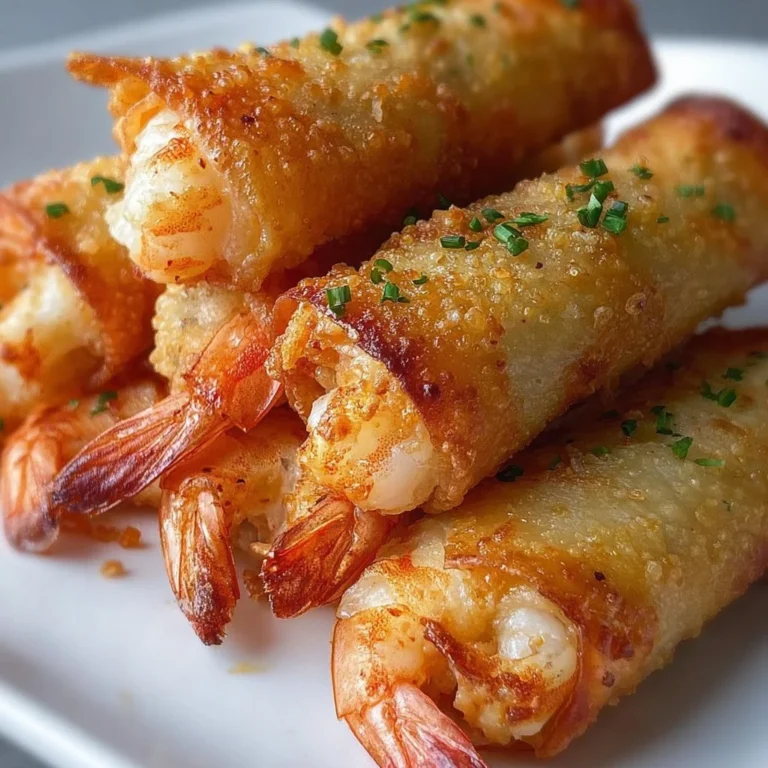 Cigares de crevettes croustillants sur une assiette.