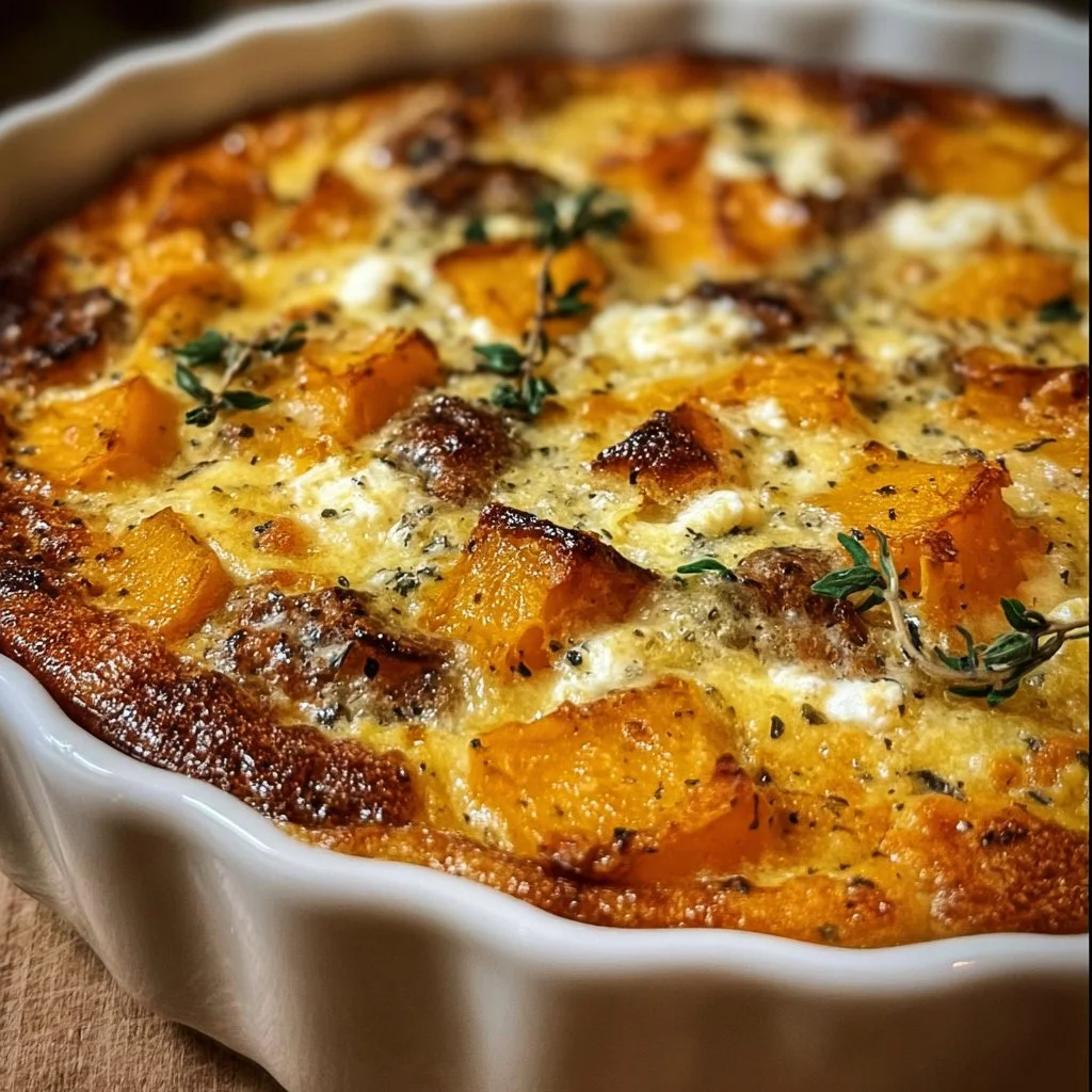 Clafoutis d&rsquo;automne à la courge et au chèvre