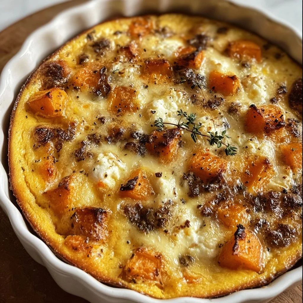 Clafoutis d'automne à la courge et au chèvre