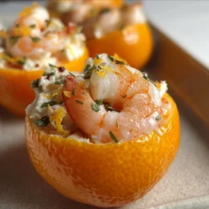Clémentines farcies aux crevettes, un plat élégant et savoureux.