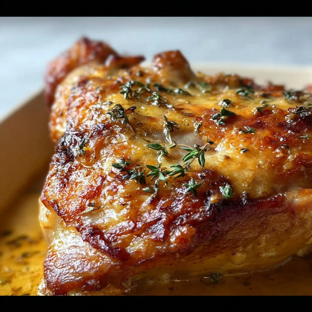 Cuisse de dinde cuisinée à la Dijonnaise, plat savoureux et appétissant.