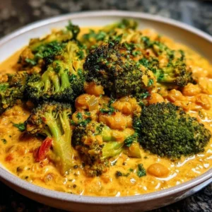 Curry crémeux de lentilles corail et brocoli, un plat végétal épicé et savoureux