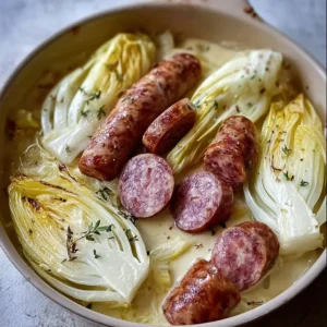 Plat d'endives aux saucisses fumées, recette savoureuse et réconfortante.
