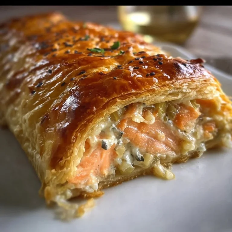 Feuilleté de saumon et poireaux croustillant et savoureux