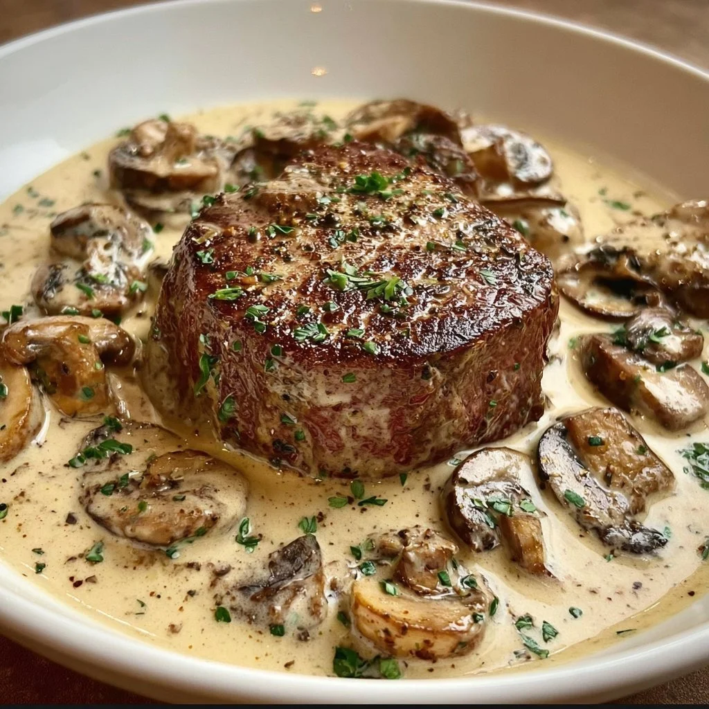 Filet Mignon Crémeux au Boursin et Champignons, un plat succulent et raffiné