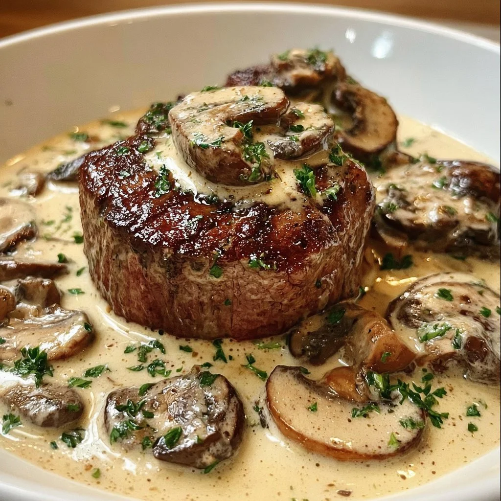 Filet Mignon Crémeux au Boursin et Champignons