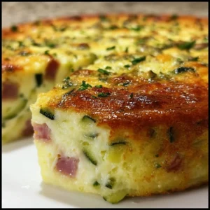 Flan de courgettes au jambon et mozzarella, plat savoureux et facile à réaliser.