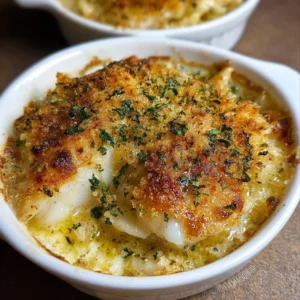 Gratins de cabillaud au four, plat appétissant et savoureux