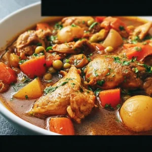 Mijoté de poulet aux légumes savoureux et coloré dans une casserole