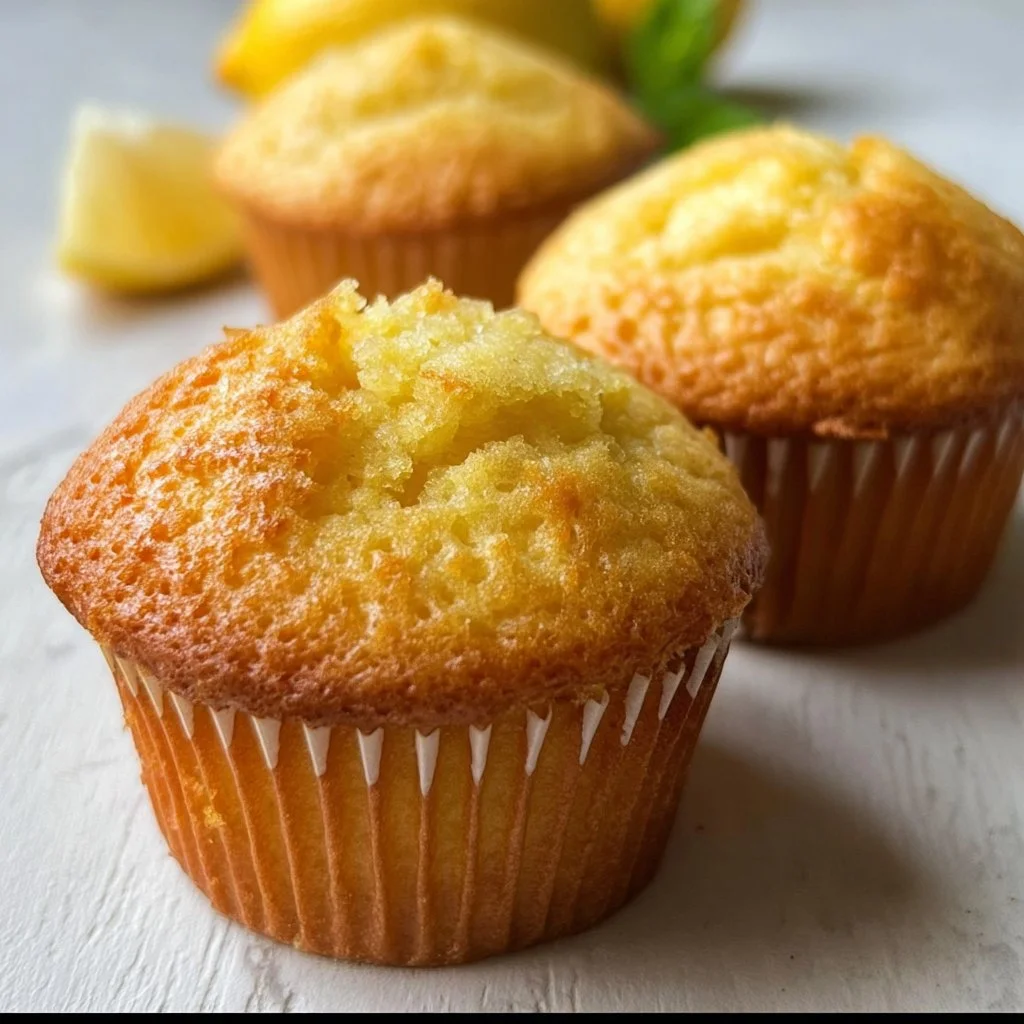 Muffins au citron moelleux cuits à l'airfryer, parfaits pour un goûter fruité.