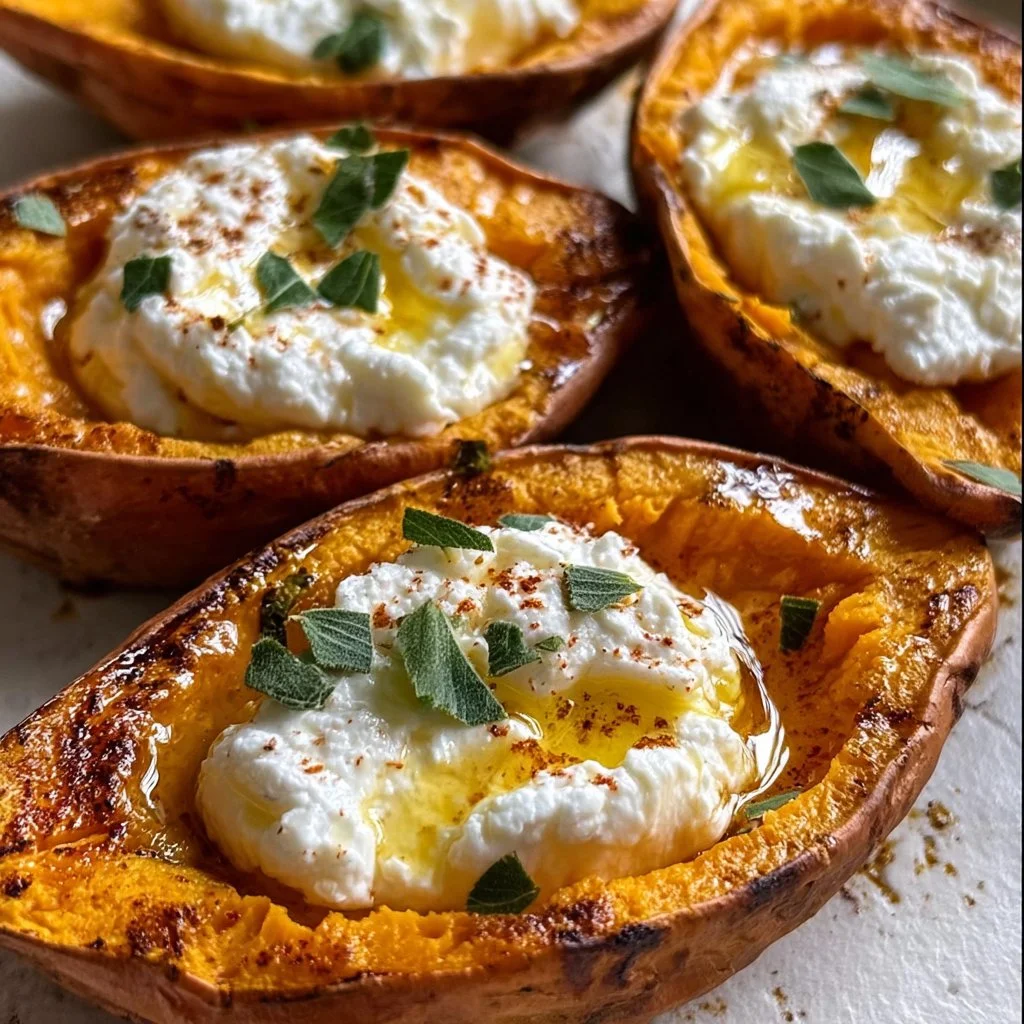 Patates douces au fromage de chèvre et miel