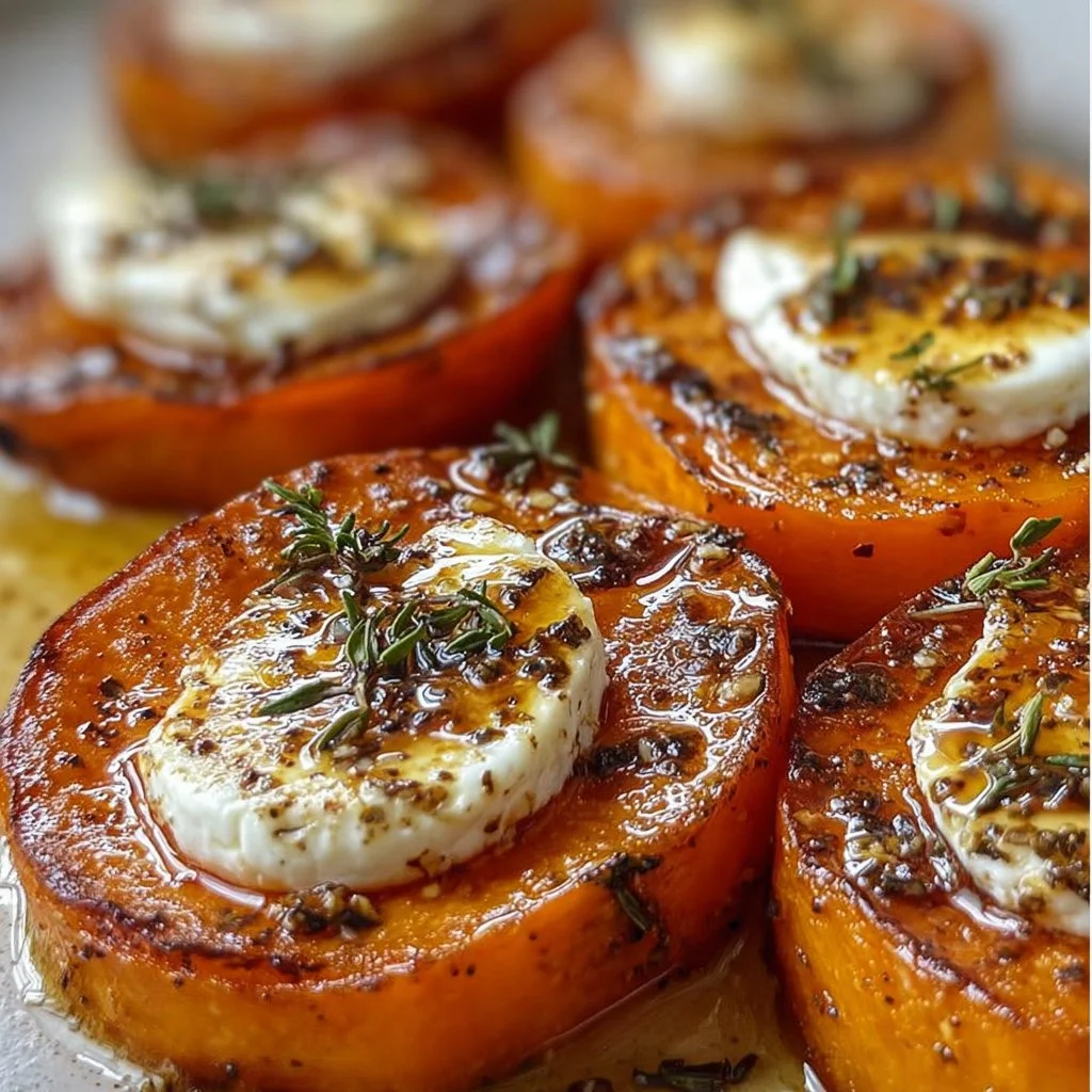 Patates douces rôties au chèvre et au miel