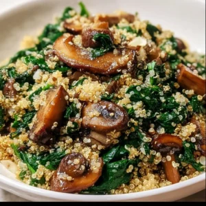 Poêlée de quinoa aux champignons et épinards frais
