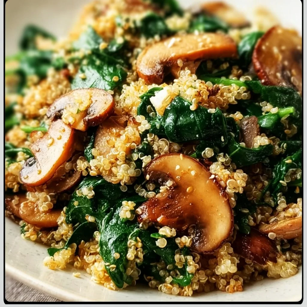 Poêlée de Quinoa, Champignons et Épinards