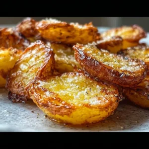 Pommes de terre au four croustillantes dorées et appétissantes.