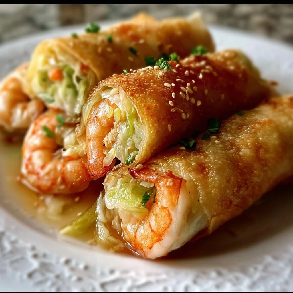 Rouleaux d'œufs aux crevettes et chou