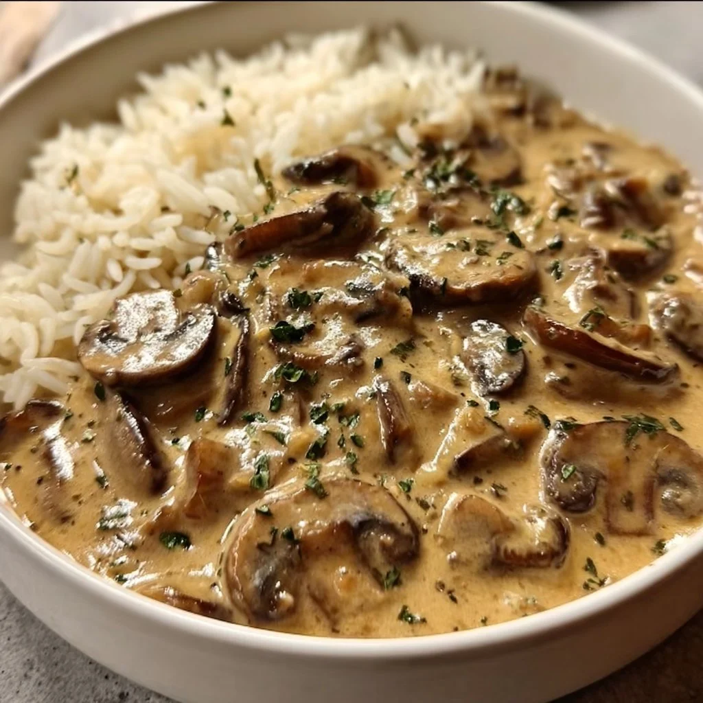 Stroganoff de Champignons & Riz Complet : Un Confort Réconfortant