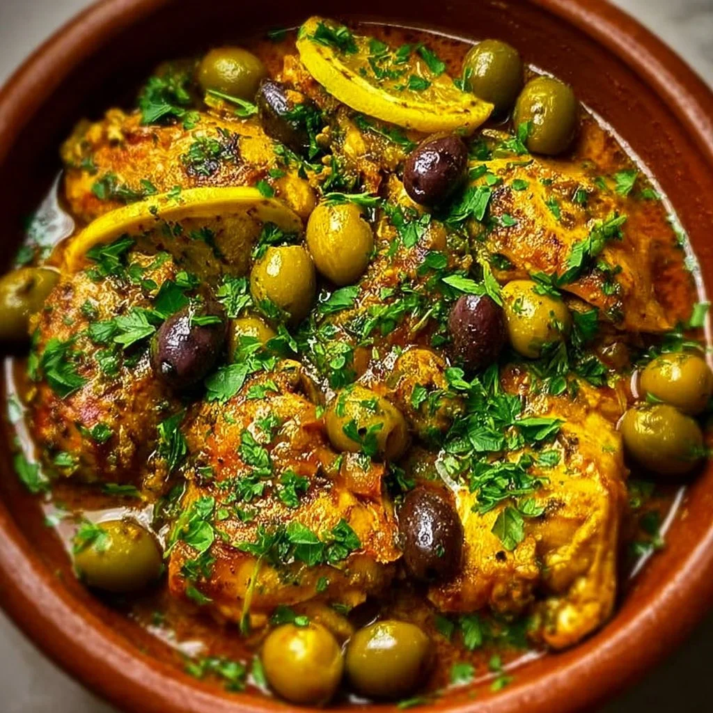 Tagine de Poulet aux Citrons Confits et Olives