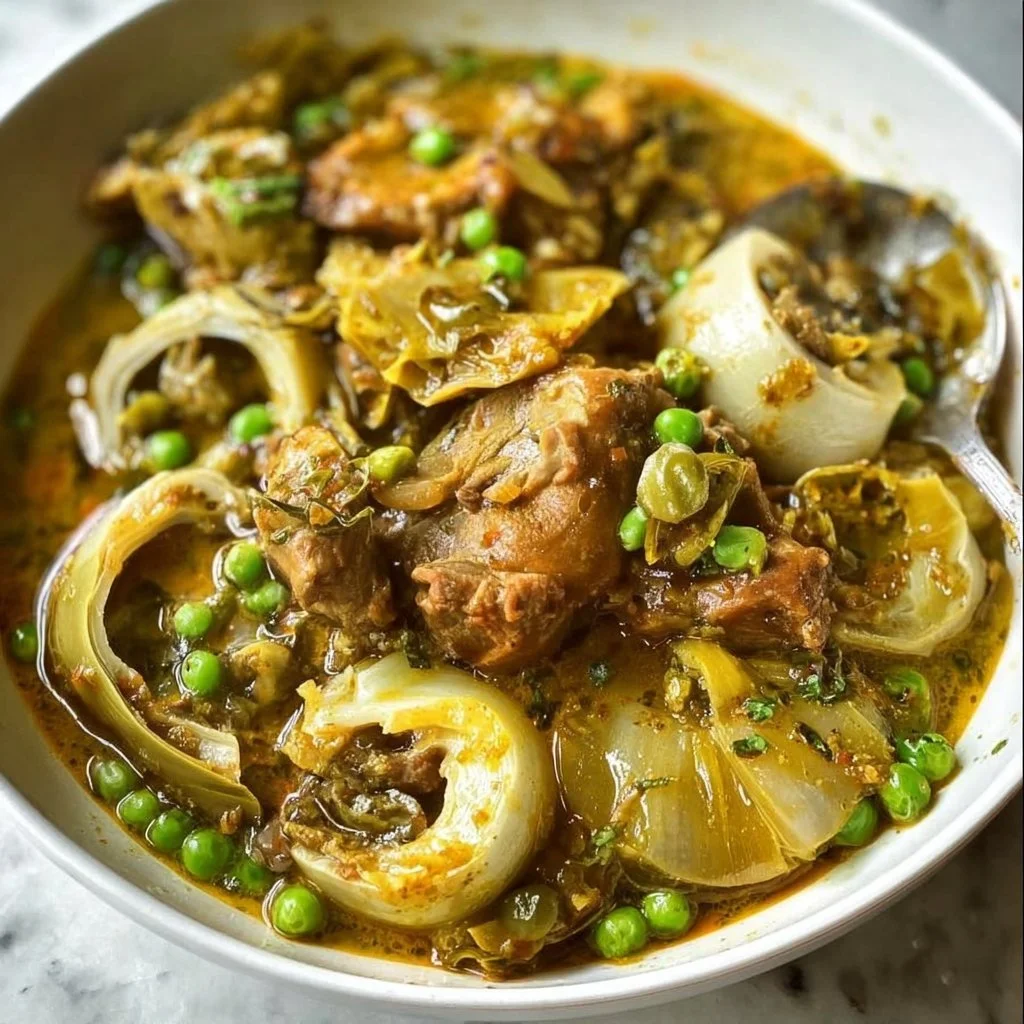 Tajine de veau aux artichauts et petits pois