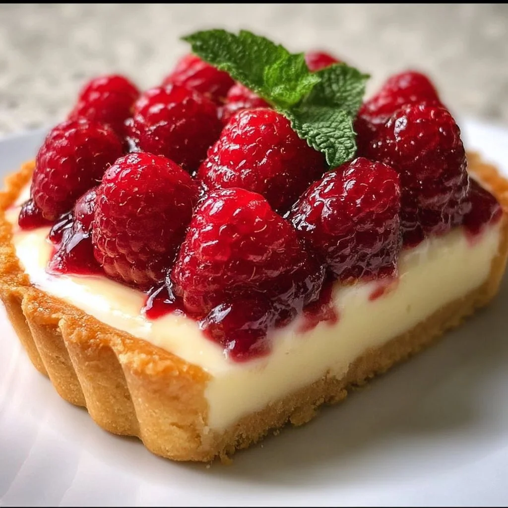 Tarte au mascarpone et framboises