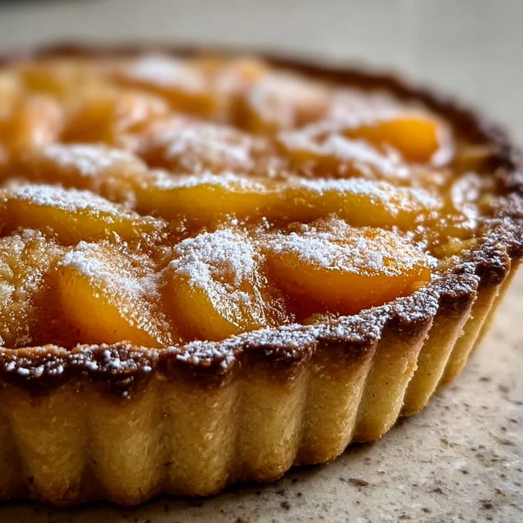 Tarte aux Mirabelles fraîchement cuite, garnie de mirabelles juteuses.