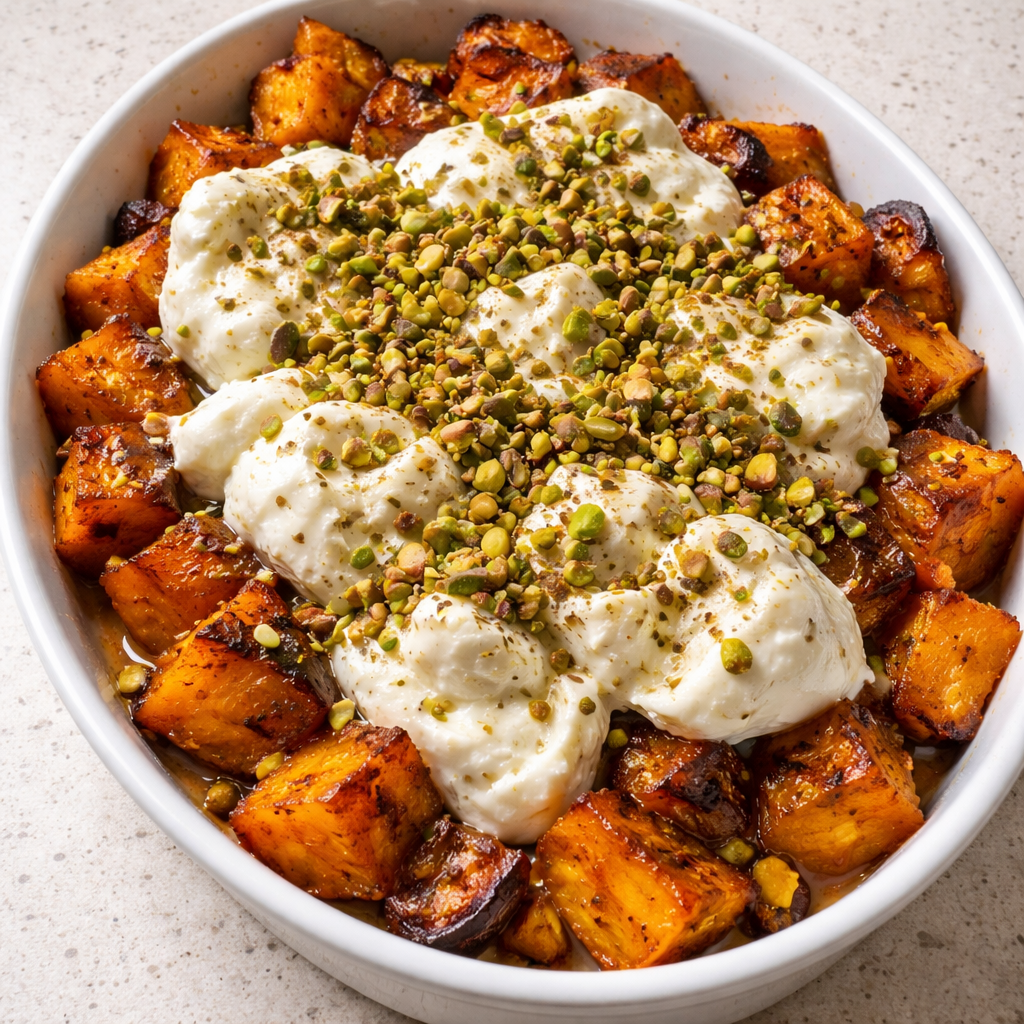 Butternut rôti avec burrata et pistaches featured photo