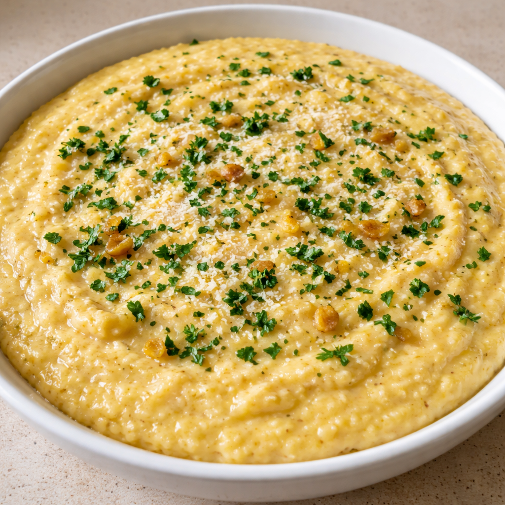 Polenta crémeuse à l’ail et parmesan featured photo