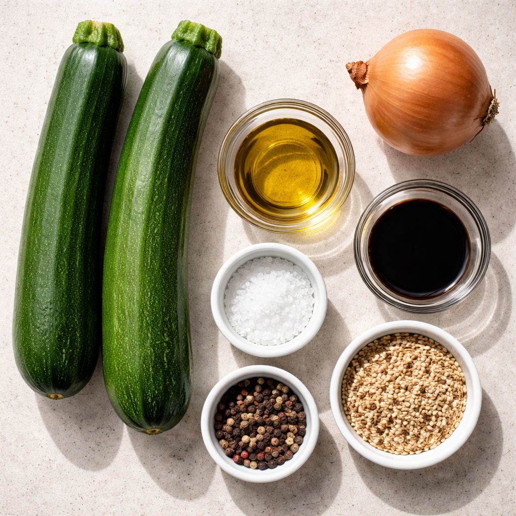 Sauté japonais de courgettes et oignons ingredients photo