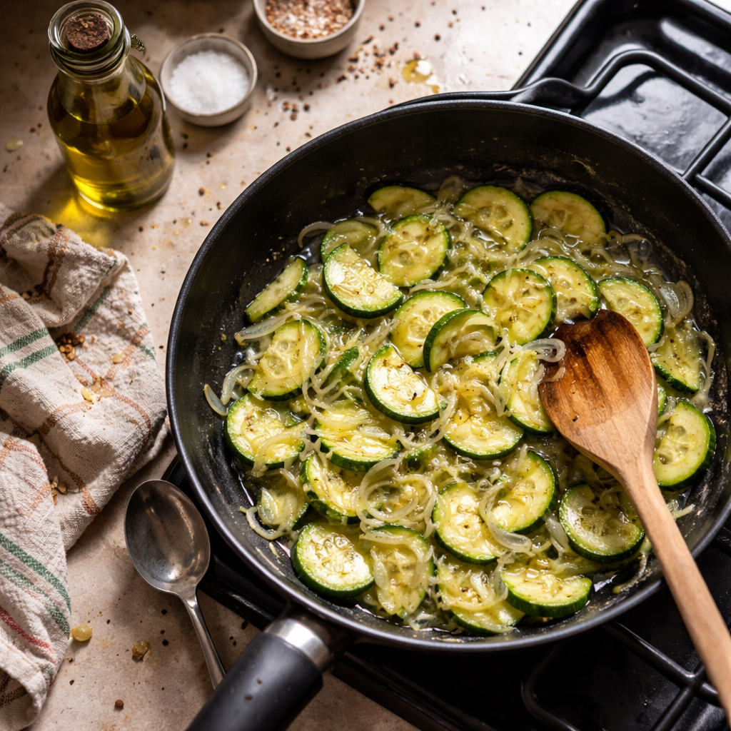 Sauté japonais de courgettes et oignons preparation photo