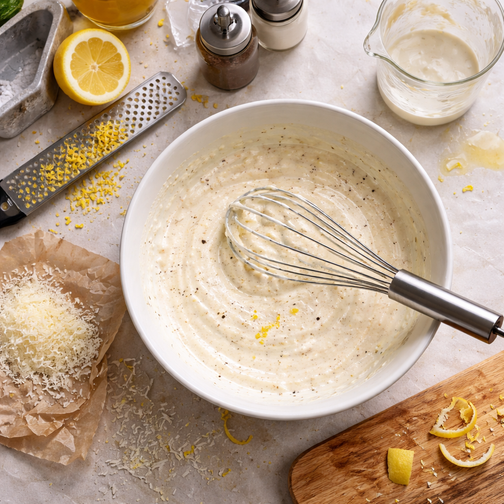 Dos de Cabillaud à la Crème de Parmesan au Citron preparation photo