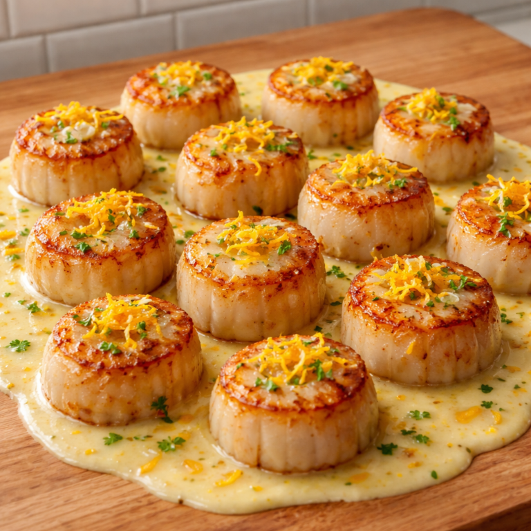 Noix de Saint-Jacques dorées avec une sauce crémeuse aux agrumes featured photo
