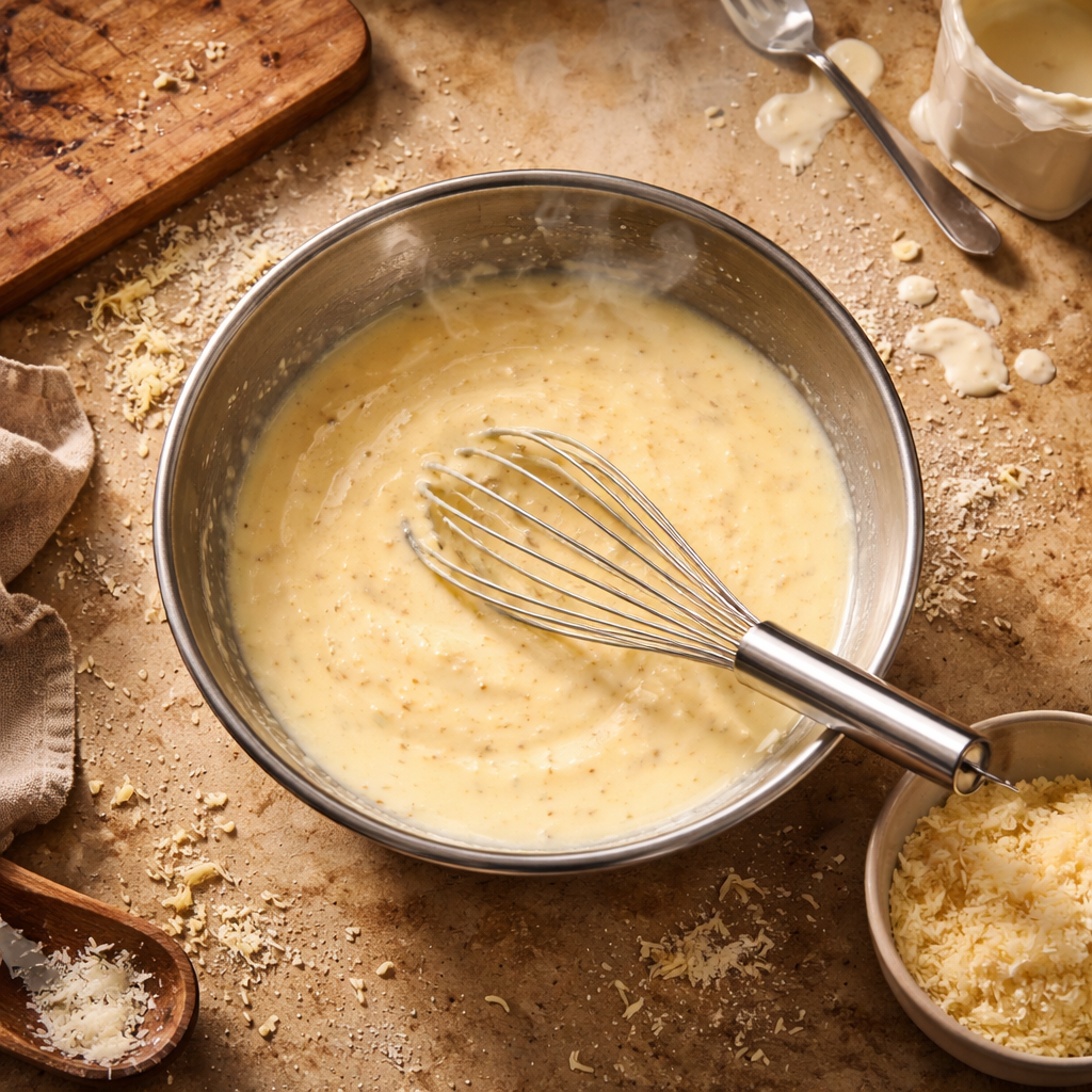 Aiguillettes de poulet à la crème de parmesan preparation photo