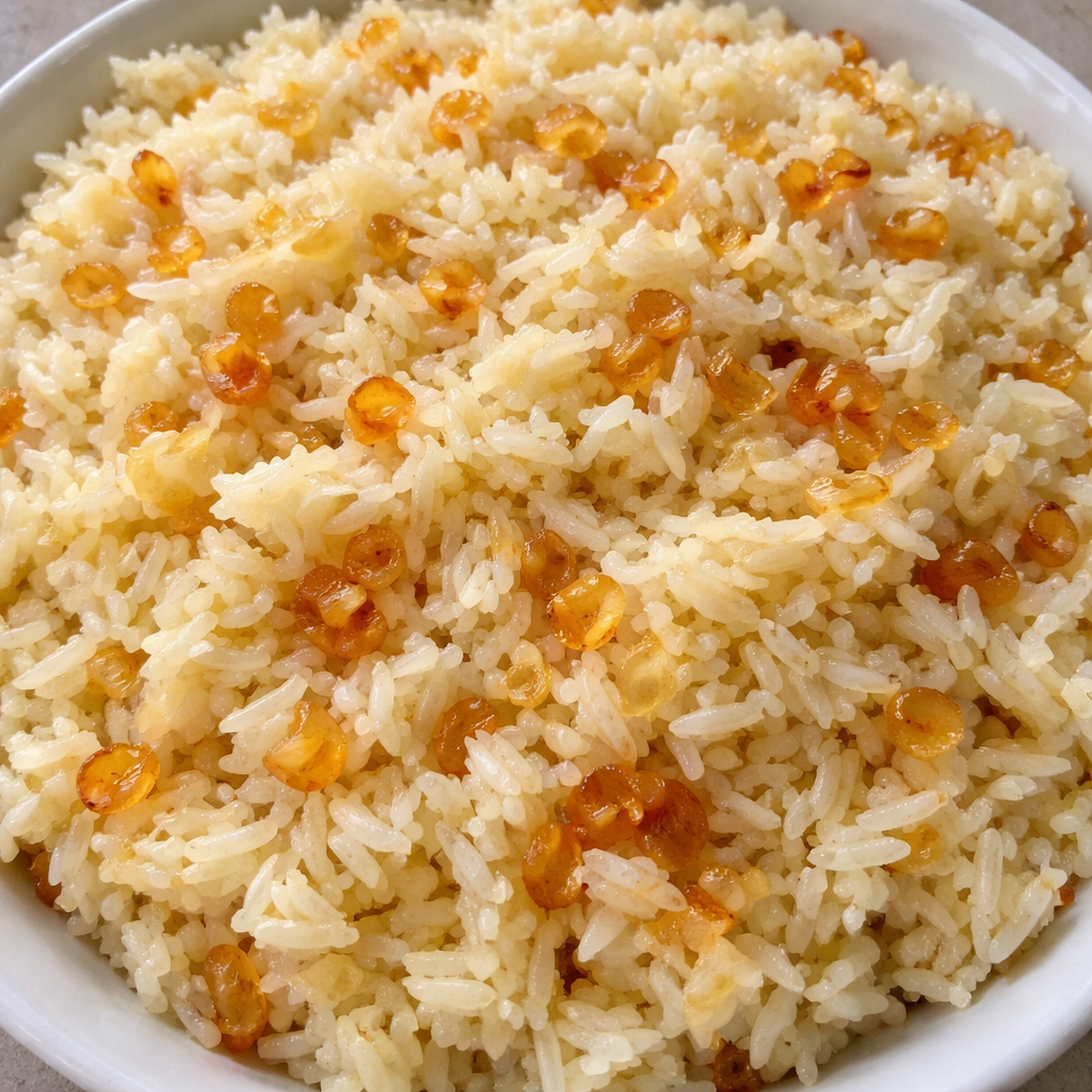 Riz au beurre et oignons dorés featured photo