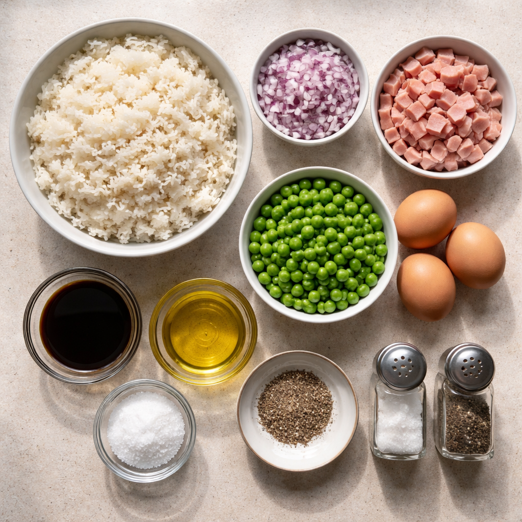Riz Cantonais Maison ingredients photo