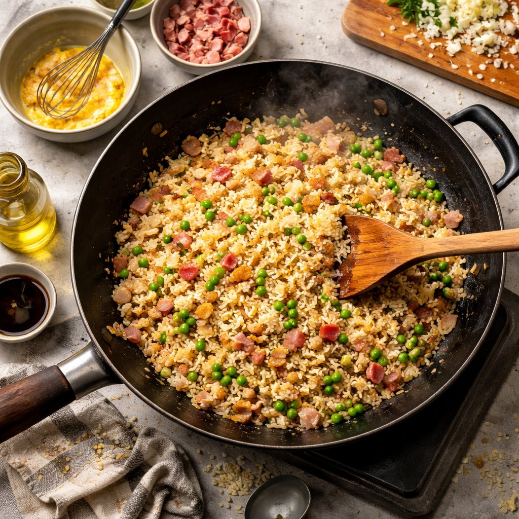 Riz Cantonais Maison preparation photo