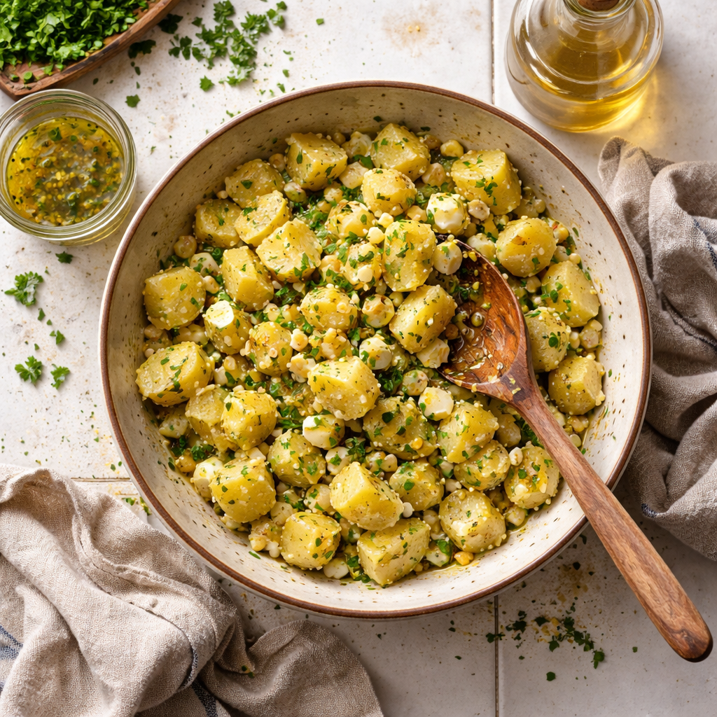 Salade de pommes de terre aux œufs preparation photo