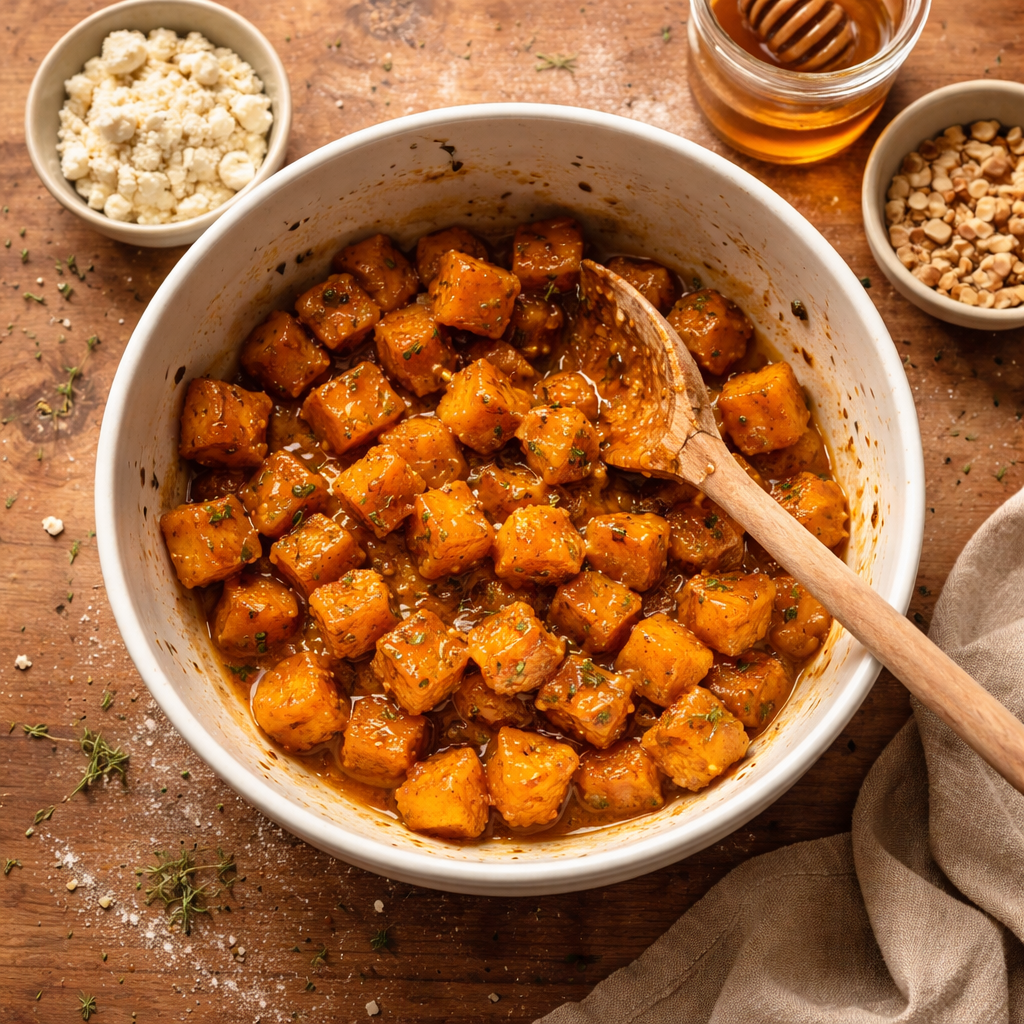 Butternut Rôti au Miel, Thym, Feta et Noisettes : L'Accord Parfait de Douceur et de Croquant ! preparation photo