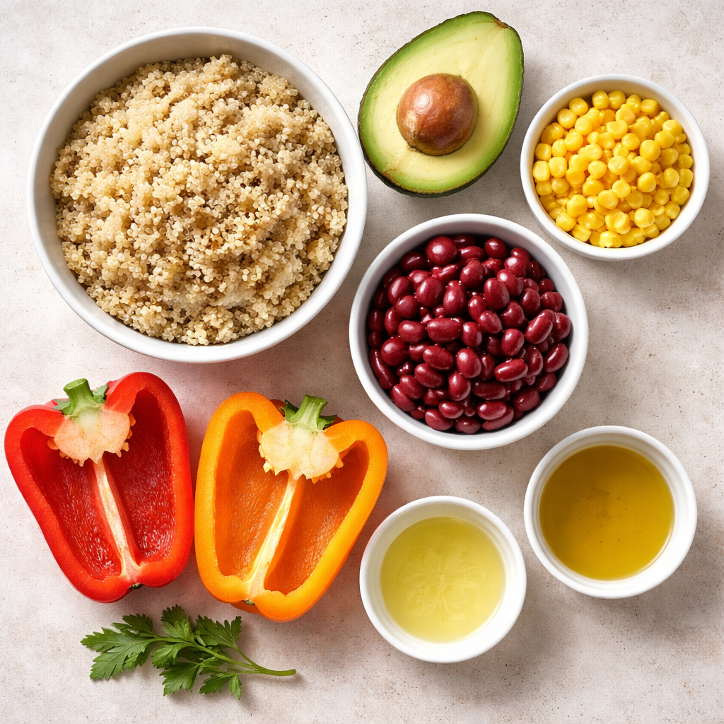 Bocal salade quinoa–avocat ingredients photo