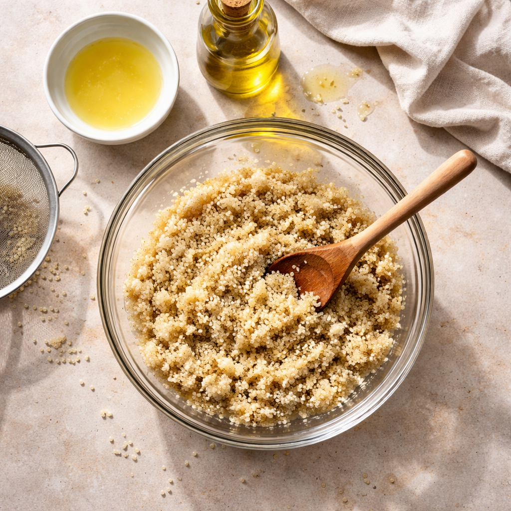 Bocal salade quinoa–avocat preparation photo