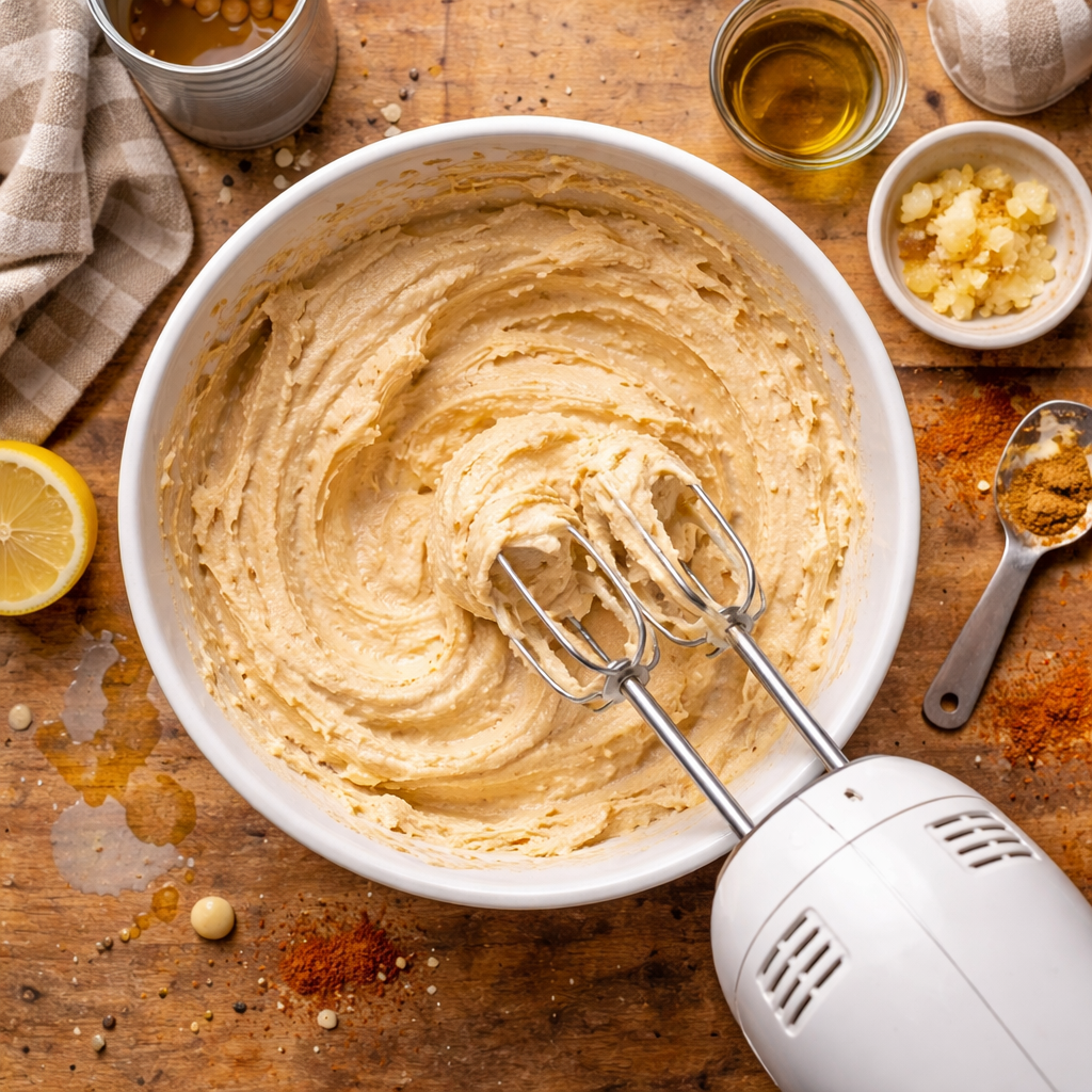 Assiette de Kefta et Houmous preparation photo